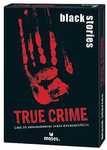moses. Black Stories True Crime - 50 Rätsel rund um Reale Kriminalfälle, Krimi Kartenspiel mit Spielvariante und Punktechips, Rätselspiel für Jugendliche und Erwachsene