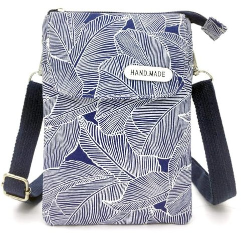 Ritte Pochette Portable Bandoulière Femme, Sac Téléphone Portable, Toile Petit Sac à Bandoulière, Mini Multifonctionnel Sacoche, pour Voyages, Shopping, Quotidiens, Bleu