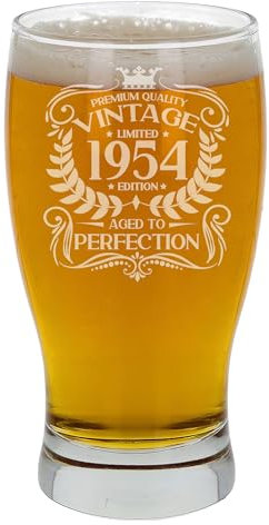 Always Looking Good 71st Birthday Gift for Men Vintage 1954 Aged to Perfection Engraved Pint Beer Glass Present for 71 Year Old Etched Cider Lager Beer Tulip Pint Glasses
