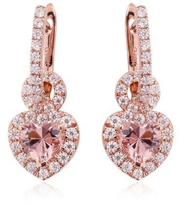 Epinki 14K 585 Weißgold Ohrhänger Echtschmuck, Herz Ohrringe Weihnachten mit Herz Moissanit Rosa 1ct, Au750 Gold Ohrringe Jugendstil Moissanit