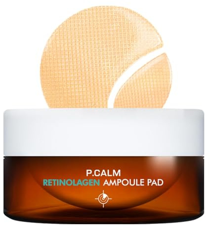 P.CALM Retinol-Pads für Ampullen, 60 Hydrogel-Pads mit Retinol und Veganem Hydrolysiertem Kollagen, um die Poren zu Straffen und der Haut Elastizität zu Verleihen, Koreanische Glashaut, 85 g