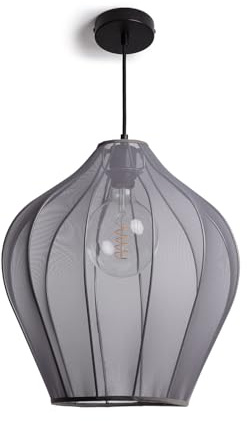 LEDKIA LIGHTING Pendelleuchte aus Metall und Stoff Ø400 mm Yara Rauchgrau E27