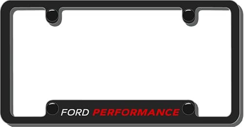 Elite Automotive Products, Inc. Ford Performance License Plate Frame Holder Black Metal 4 Hole Notched for Ford