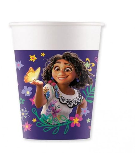 ALMACENESADAN, 5060; 8 vasos de carton ideal para fiestas y cumpleaños de la licencia Encanto; capacidad 220 ml; paquete de 8 vasos Encanto