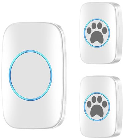 DONGKER Haustiere Kabellose Trainingsglocken, Drahtlose Hundeklingel/Katzenklingel Buzzer, IP44 Wasserdicht Türglocke mit 60 Klingeltöne und 5 Stufen Einstellbare Lautstärke für Hunde und Katzen