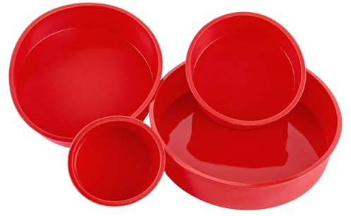 MUXHEL 4er-Set Silikon Backformen Rund, 10+15+20+25cm Silikon Kuchenform Rund, silikonform rund, silikonbackform, silikonform kuchen für Brote
