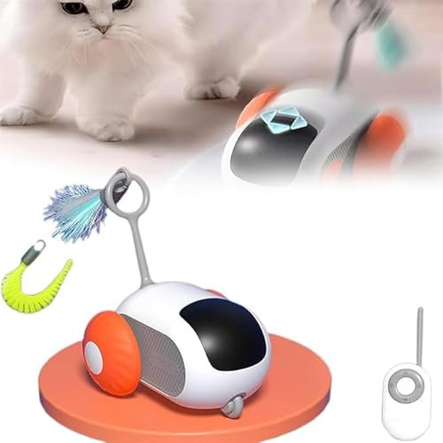 Generic Jouet pour chat Turbo Tail 2.0 - Baguette interactive pour chat - Mouvement de détection de gravité - Autonomie de la batterie de 8 h - Orange