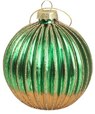 Decoración de árbol de Navidad acanalado verde y dorado