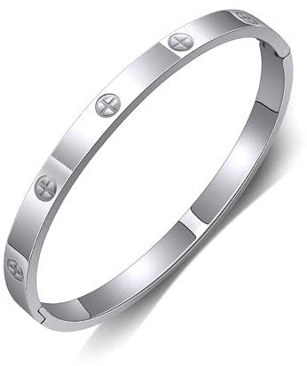 GILIEYER Armband aus Edelstahl, Klee Armband Liebe und Freundschaft Armband Cubic Zirkonia Kreuz Armband Fashion Armband Mode Armbänder (19, Kreuz ohne Zirkon-Silber)