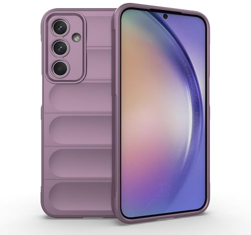 ESTH® Liquid Silicone Hülle für Samsung Galaxy M35 5G mit Antibakteriellem Schutz und Kratzfestes weichem Mikrofaserfutter, Rundumschutz Stoßfeste Handyhülle Case, Helles Lila