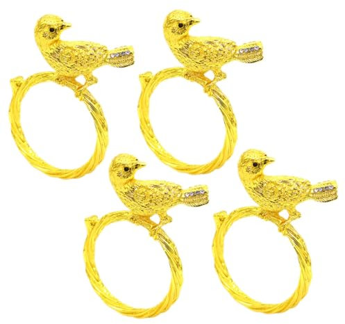 PHENOFICE 4stücke Teiliges Goldene Vogel Serviettenringe Dekorative Tischaccessoires Für Partys Stilvolle Napkin Buckles Für Elegante Anlässe Für Hochzeiten Und Feiertage