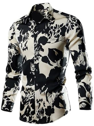 Casual Shirt Herren Longsleeve Shirt Herren Revers Shirt Herren All-Match Mode Komfortabel Lose Digitales Drucken Shirt Herren B-05 5XL