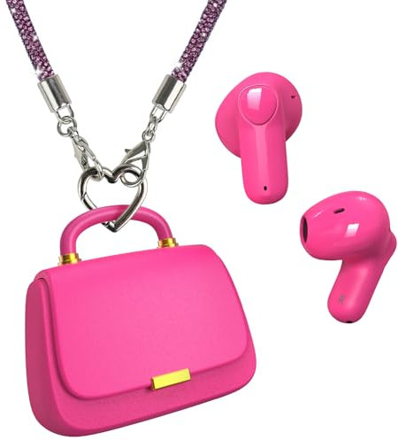 True Wireless Earbuds, Bluetooth In-Ear-Kopfhörer,13mm Treiber liefern Premium Sound,22H Spielzeit, Unique Mini Handtasche Ladeetui mit Lila Diamantkette, perfekt für Mode-vorwärts Frauen, Teens