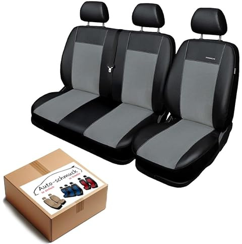 TRAFIC Sitzbezüge nach Maß Autoplanen perfekte Passform Schonbezüge Sitzschoner Velour + Strickpolster ®Auto-schmuck (Trafic III 3x1 grau)