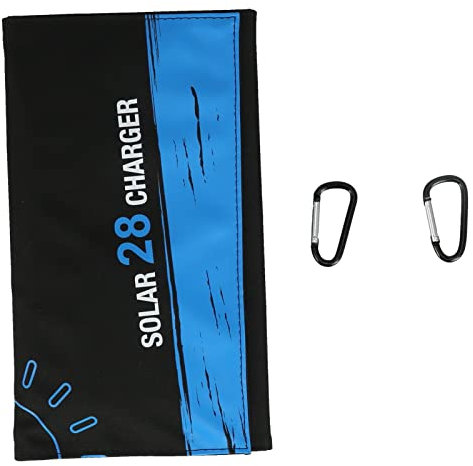 Qukaim Panneau de charge solaire de 28 W, chargeur solaire portable pliable pour téléphone portable, idéal pour le camping et les voyages, sortie 5 V, design léger