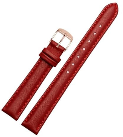 TROGPYXG 12mm 14mm 16mm 18mm 20mm Men Women cowhide Watch Band Compatible With Casio Fossil DW Folli Follie Watch Strap Bracelet Accessories(Red rose gold,20mm)