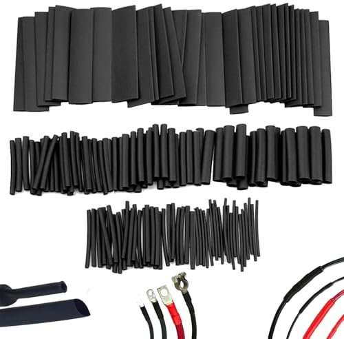 127 Pcs Wire Protector, Black Insulation Sleeve, Heat Shrink Connectors, Heat Shrink Tubing Kit, Heat Shrink Wrap Cable Sleeve Great for Electrical Insulation and Repair (Black)