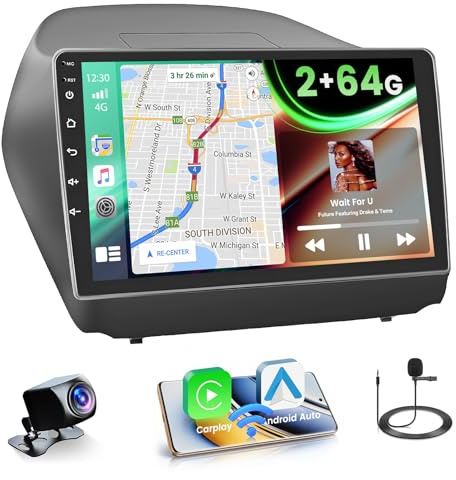 Fuluku For Hyundai Tucson 2010-2015 Android Car Stereo 10 Inch Touch Display with Carplay Wireless Android Car, Radio Dash Kit GPS Navigation WiFi Bluetooth SWC Mirror Link