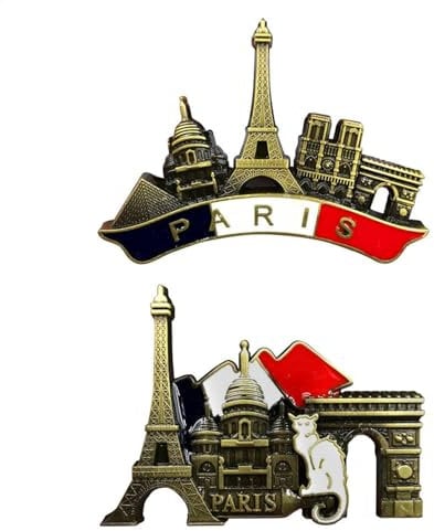 Paris Fridge Magnet | 2 Pieces Retro Paris Metal Fridge Magnets | Decorative France Metal Fridge Magnet | Europe Tourist Souvenir Refrigerator Magnets