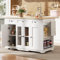 KAZZIO Isla de cocina, divisores extraíbles, armario de cocina, carrito de comedor con encimera, armario buffet, carrito de comedor con vetas de madera, armario buffet, armario de vidrio templado
