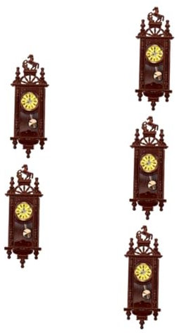Cabilock 5 Stück Kleine Uhr Anhänger Würfel Wecker Mit Datum Alarm Mini Puppenhaus Wanduhr Pendeluhr Figur Modell Standuhr Feentür Kit Himmelblau Holz