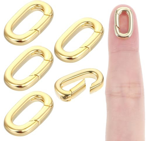 5 Stück Mini Karabiner, Kettenverschluss Gold, Ovaler Karabinerverschluss 14 × 8mm Federringverschluss Ovalverschluss Halskettenverschlüsse Schmuckverschlüsse für DIY Schmuckherstellung Halskette