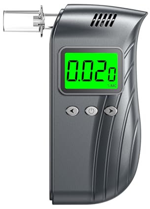 BACZGIF Alkoholmessgerät Polizei mit 10 Mundstücken, Alkoholtester mit digitalem LCD-Blau-Display, geeignet für privaten und professionellen Gebrauch