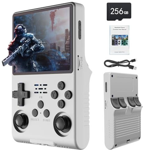 R40S Console de Jeu Portable, 30 000 Jeux rétro en 1 Console de Jeu avec système Linux Open Source, Carte TF 256 Go, écran IPS de 3.5 et Batterie 3 800 mAh (Blanc Classique)