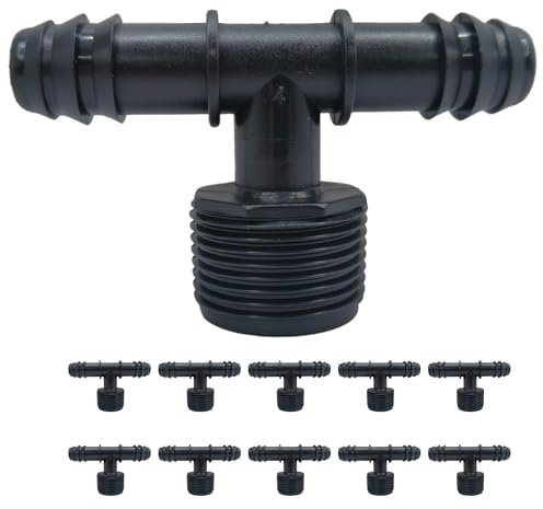 IBRIQO® Conector T con Rosca 3/4 – Manguera 16mm | Pack 10 | Riego por Goteo, Jardín, Plantas, Terraza, Aspersores, Nebulizadores, Difusores