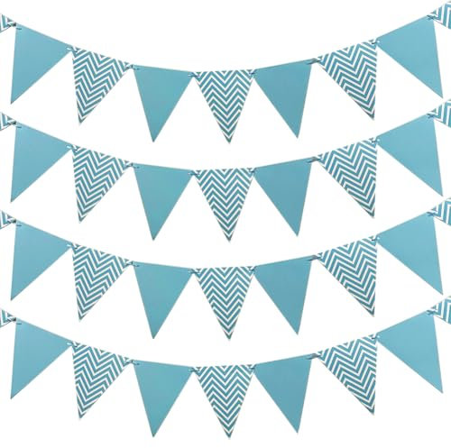 Hausio 24/48 Stück Wimpelkette Outdoor Wetterfest| 5m Wimpelkette Geburtstag Kinderzimmer| Jute Wimpel Wimpelgirlande| Wimpelketten Girlande Wiederverwendbar