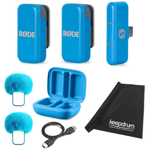 Rode Wireless Micro Wireless Microfono System USB-C per Smartphone Blu con panno in microfibra Keepdrum