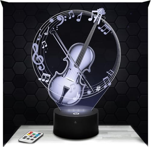 Lampephoto.fr - Lampada 3D Violino Musica Musicista Lampada Tattile a LED, Effetto Ologramma 3D, Idea Regalo Natale Compleanno per Ragazzo o Ragazza, Oggetto decorazione camera