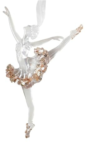 predolo Ballerina Weihnachtsbaum Anhänger Klarer Baumschmuck Tanzmädchen Deko Ornament aus Pp Material für Weihnachtsbaum Zuhause Geschenk Fenster 12cmx10cm