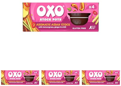 OXO Asian Stock Pot – Aromatic Blend with Lemongrass, Ginger & Chilli, Ideal for Stir-Fries, Noodles, Soups & Holiday Cooking, 4 x 20 g (80 g Total) (Pack of 4)