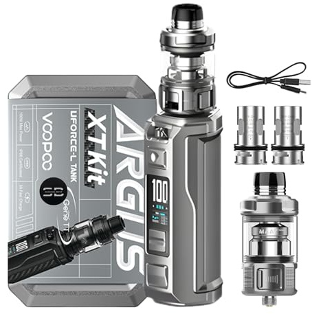 Voopoo Argus XT Vape Kit [Silver Grey] - Available in 5 colours - 3A Fast Charge, 18650/21700 Battery (SOLD SEPARATELY), 100W - Compatible with MAAT Tanks & TPP Coils - No Nicotine