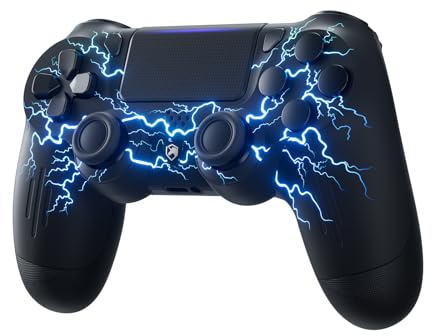ECHTPower Manette sans fil pour PS4 Compatible PS-4/Slim/Pro/PC Vibration Double, RGB, Batterie 1000 mAh, 6 Axes, Pavé Tactile, Prise Casque