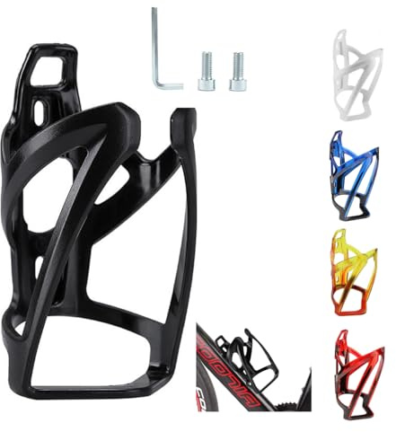 Garegce Bike Water Bottle Cage, Cycling Bottle Cage Durable Non-Slip Bike Drinks Holder with Screws, Universal Fit for Mountain MTB Road Bikes Cycling Accessories for Road Kids - Black