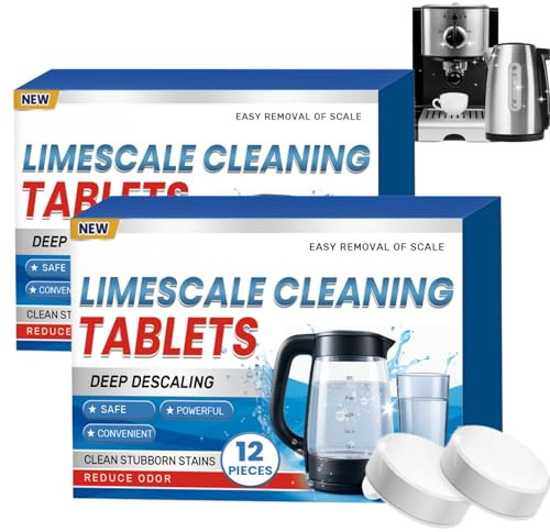 24pcs Descaling Tablets for Kettles&Bottle Bright Cleaning Tablets,Water Bottle Sterilising Tablets,Quick Cleaning,All Purpose Descaler for Shower Head,Kettle,Flasks,Stainless Steel,Plastic and Glass