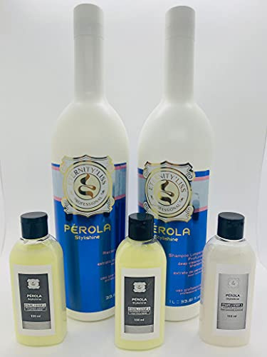 Brasilianische Perola Keratin-Behandlung, verschiedene Größen (3 x 100 ml Shampoo und Keratin)