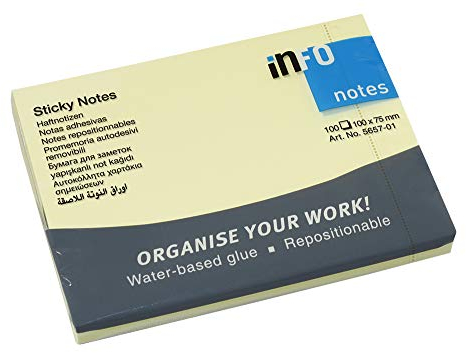 Gelbe Haftnotizen, 100 x 75mm, FSC-Siegel, 100 Blatt pro Block, 12 Blöcke pro Pack