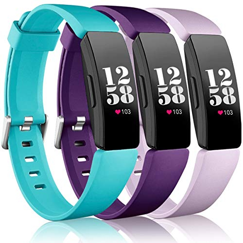 Wepro Armband kompatibel mit Fitbit Inspire 2 für Damen, weiches Band, kompatibel mit Fitbit Inspire-Bändern, weiches Ersatzarmband, Zubehör für Inspire HR, Blaugrün, Pflaume, Flieder