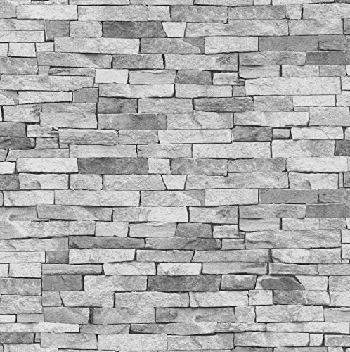 3D Stone Slate Brick Effect Wallpaper Grey Rock Wall Realistic Weathered YöL