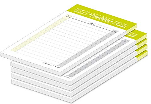 PRICARO Einkaufsliste Typo, magnetisch, limettengrün, A6, 50 Blatt, 5 Stück