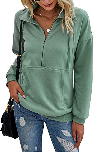 PRETTYGARDEN Women's Casual Long Sleeve Sweatshirt Half Zip Pullover Tops