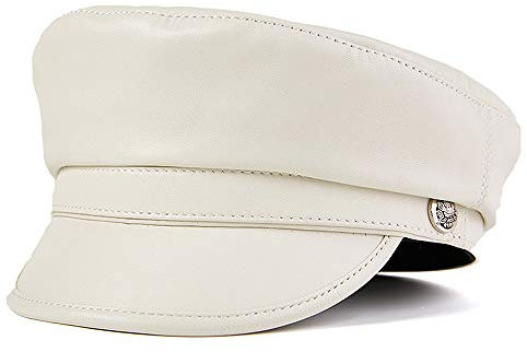 DongBao Army Cap Military Cap Damen Leder Flache Kappe UV Sonnenhut Mit Knöpfe,Kapitänsmütze Herren Damen