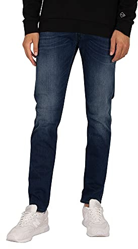 REPLAY Herren Jeans Anbass Slim-Fit mit Power Stretch, Blau (Dark Blue 007), 27W / 30L