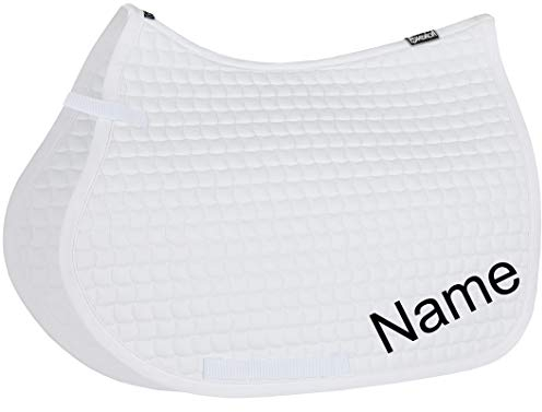 Eskadron White Cotton VS-Schabracke mit individuellem Namen Bestickt, Schriftart:Heidelberg, Garnfarbe Maderia:Lemon Frost 1866