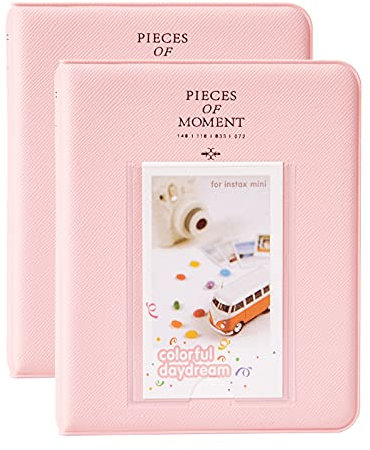 Polaroid Photo Albums,2Pcs Goodsnetic 64 Pockets Album for Fujifilm Instax Mini 7s 8 8+ 9 25 26 50s 70 90 Instant Camera Name Card,Photo Book for Polaroid PIC-300P/Z2300,Pink