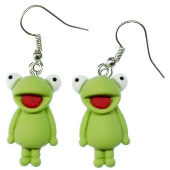 Miniblings Frosch Ohrringe Hänger film Serie Fernsehserie Comic mit Mund auf - Origineller Modeschmuck I Ohrhänger Ohrschmuck versilbert