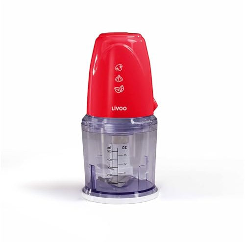 Hachoir électrique multifonction couleur Rouge Livoo - Capacité 0,5L - 2 vitesses DOP207R